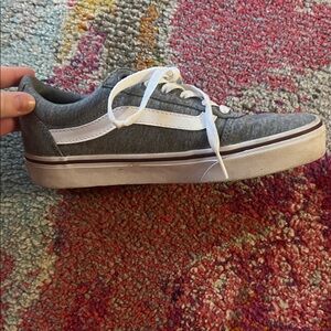 Vans Gray Canvas Low-Top Sneakers with White Stripe